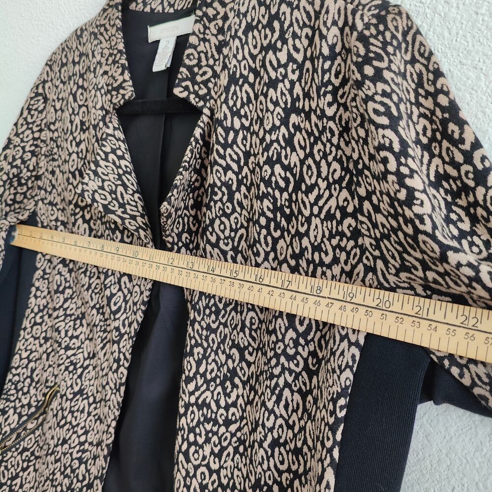 Chico's Size 2 US Large Leopard Print Black Open Front Blazer Jacket Stretch - Picture 8 of 8